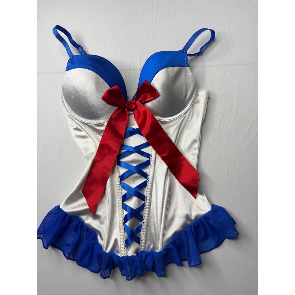 Sailor Moon Cosplay Corset Top Silver Blue Red Bow Anime Costume Lingerie